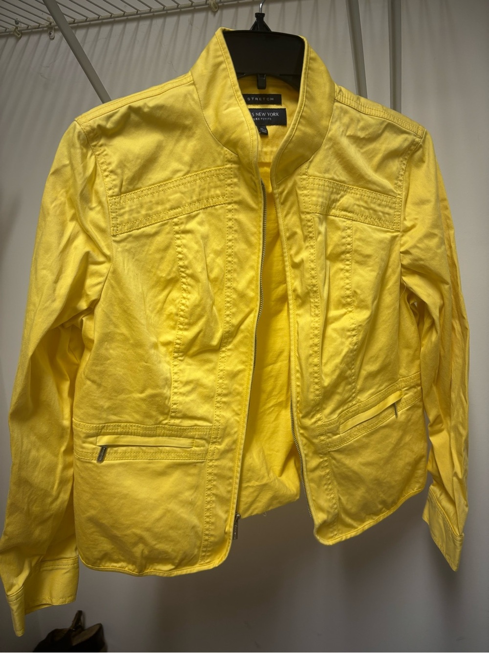 Jones New York Bright Yellow Zip-Front Jean Jacket